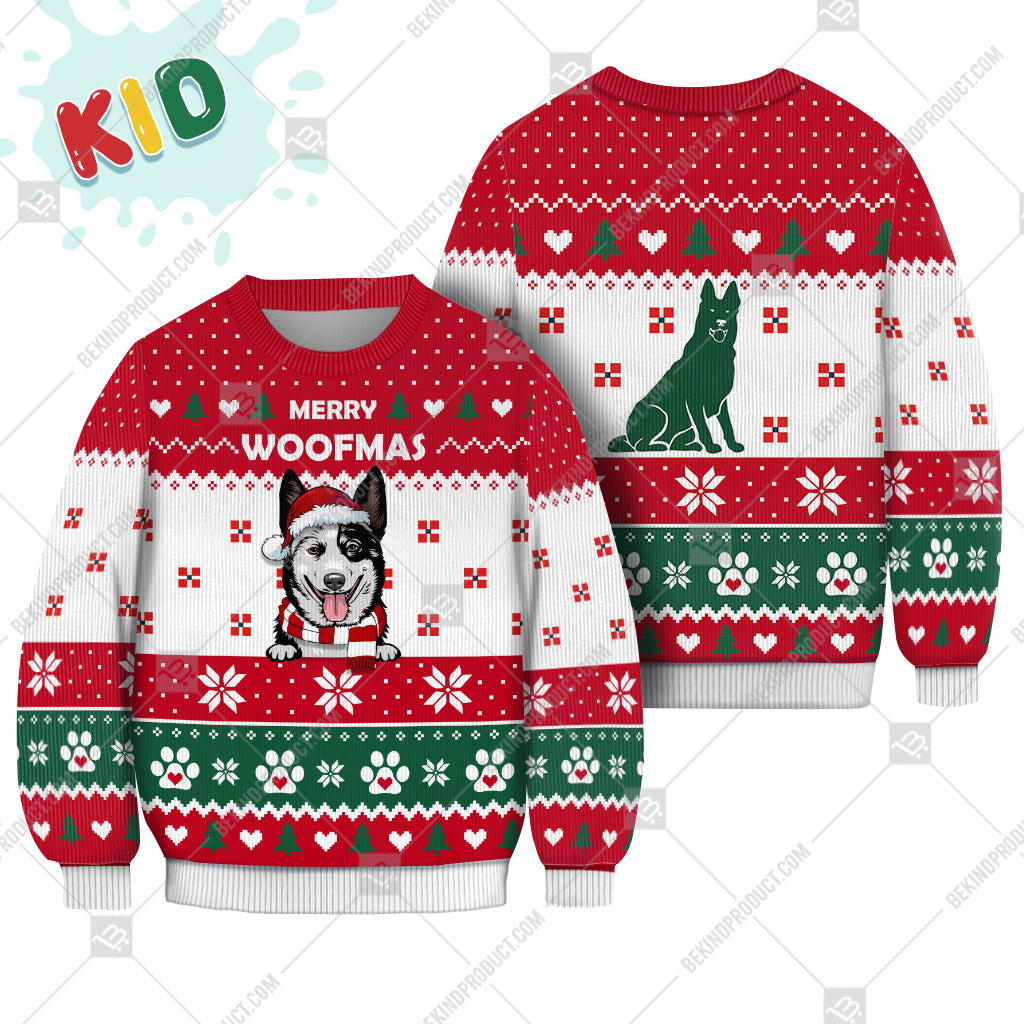 Australian Cattle Dog Christmas Paw Heart Print Ugly Christmas Sweater Print Sweatshirt - Best Gift For Christmas, Noel - WeCustomit