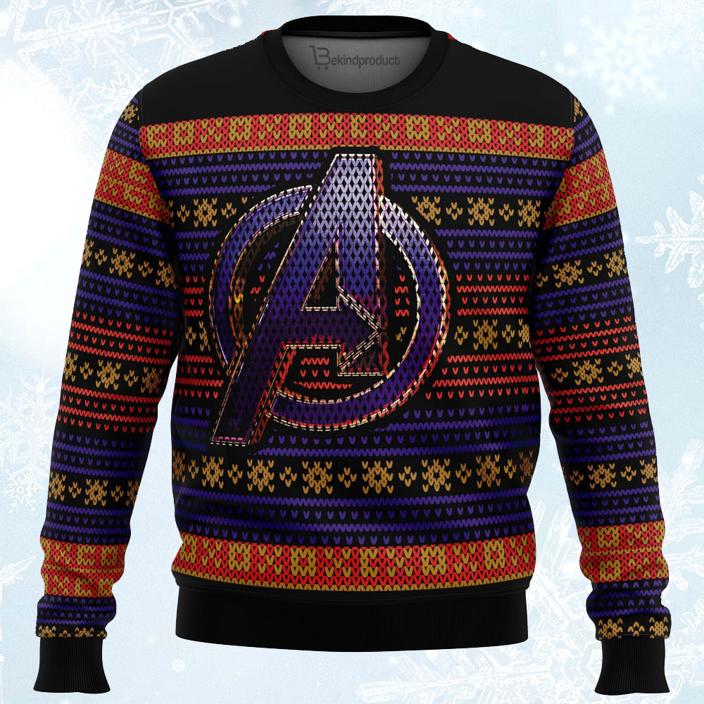 Avengers Logo Ugly Christmas Sweater For Men & Women Christmas Gift Sweater PT710 - WeCustomit