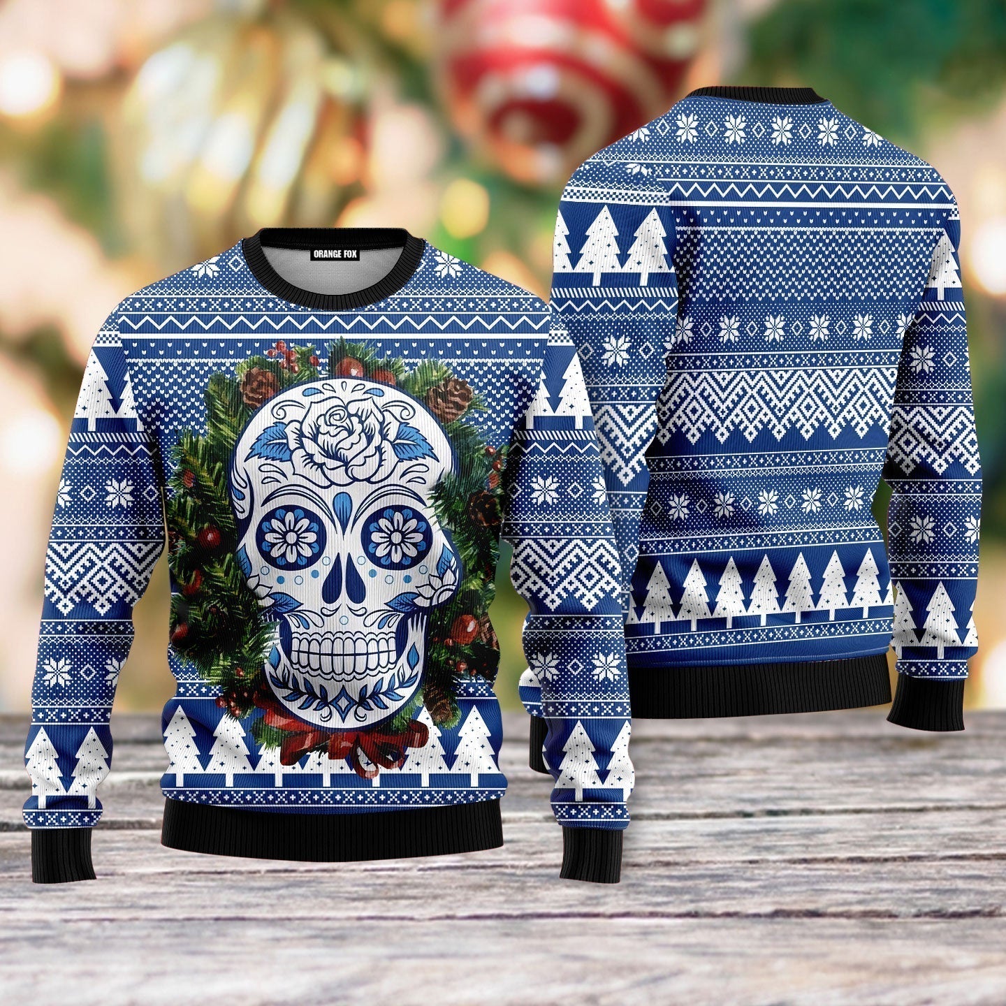 Awesome Sugar Skull Ugly Christmas Sweater - WeCustomit