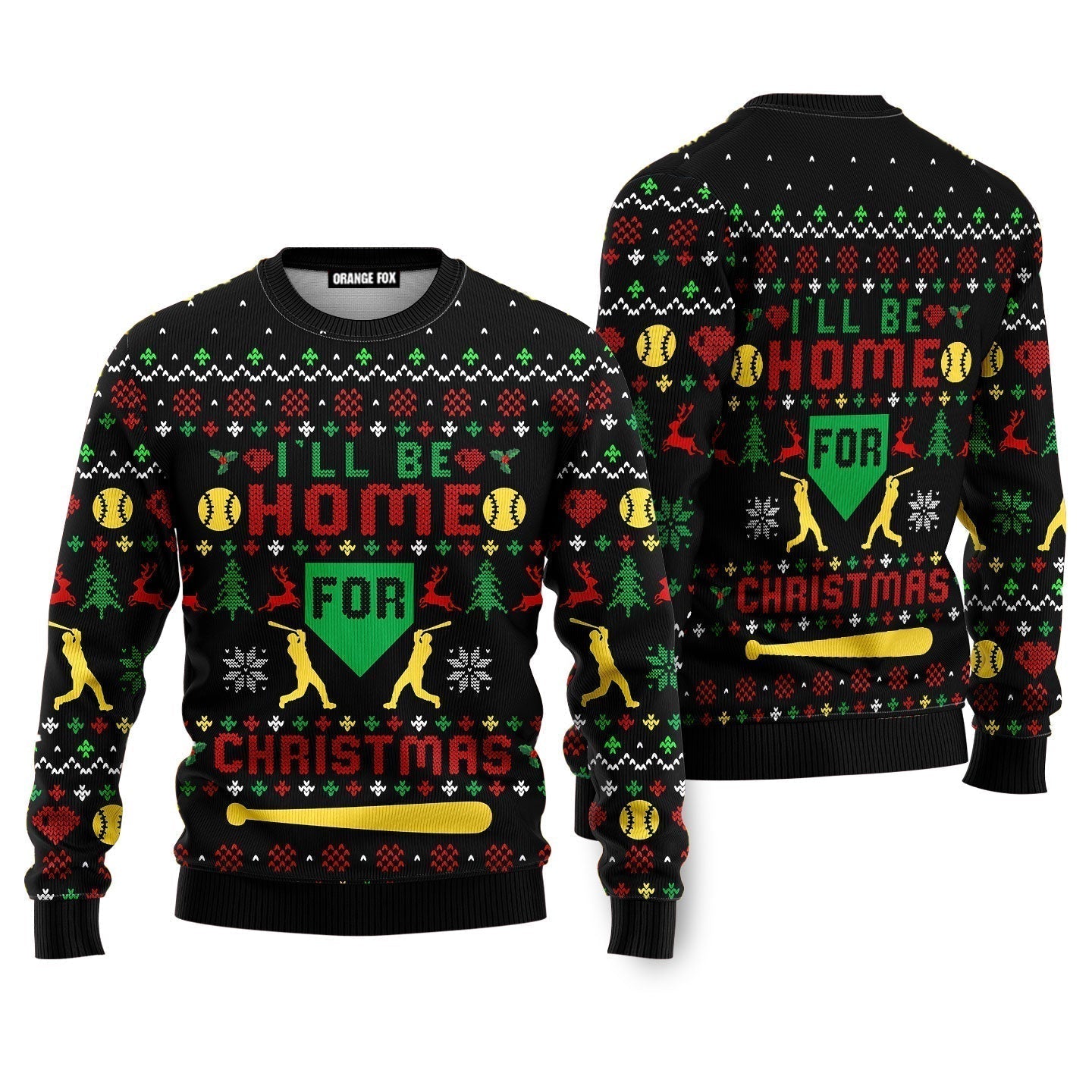 Baseball Home Run Ugly Christmas Sweater - WeCustomit