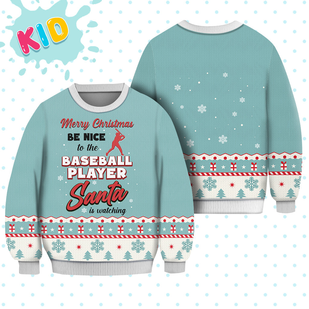 Baseball Merry Christmas Be Nice Sweater Christmas Knitted Print Sweatshirt - Best Gift For Christmas, Noel - WeCustomit