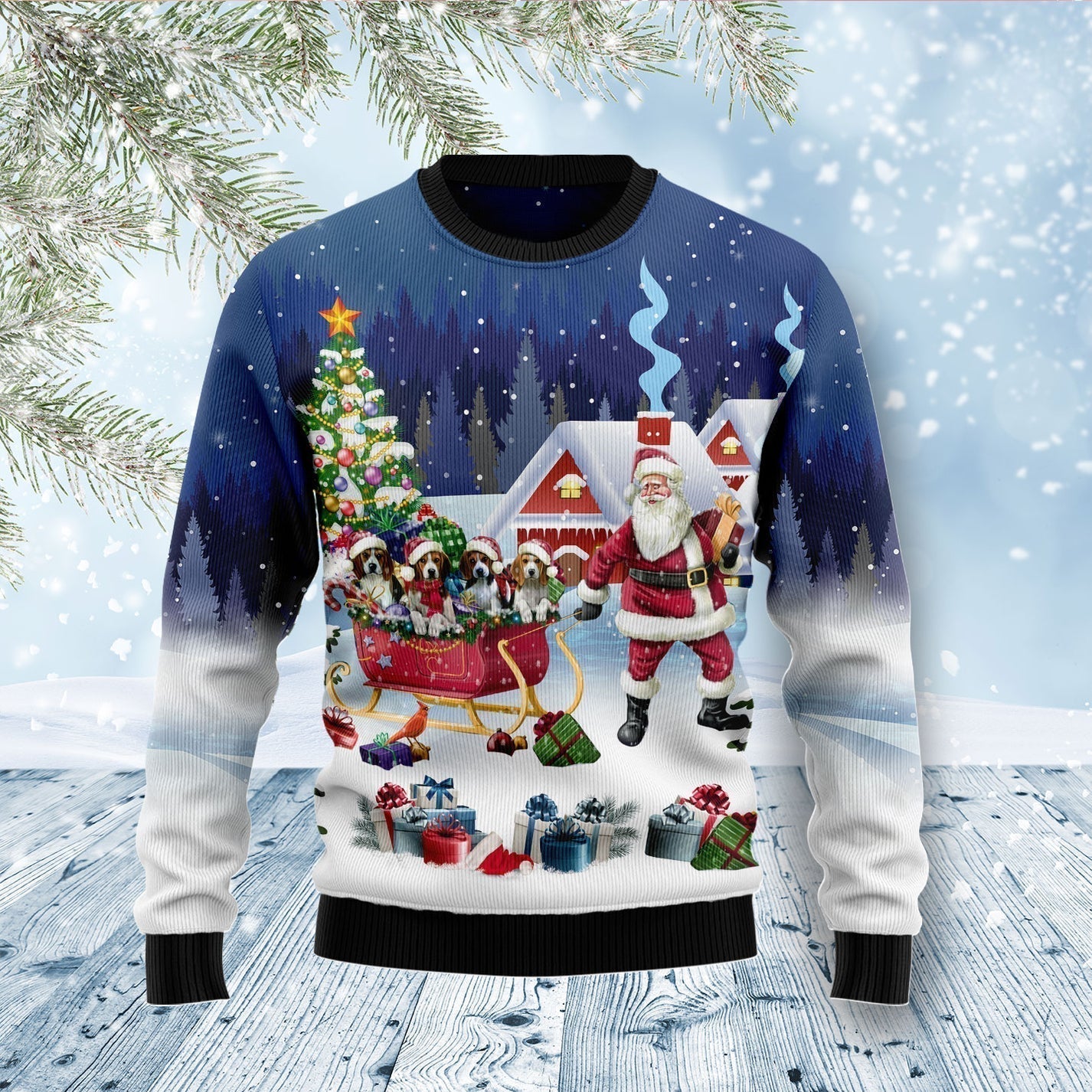 Santa Sled Ugly Christmas Sweater For Men & Women Christmas Gift Sweater US3103 - WeCustomit