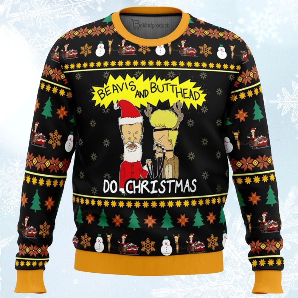 Beavis and Butthead Do Christmas Ugly Christmas Sweater For Men & Women Christmas Gift Sweater BH399 - WeCustomit