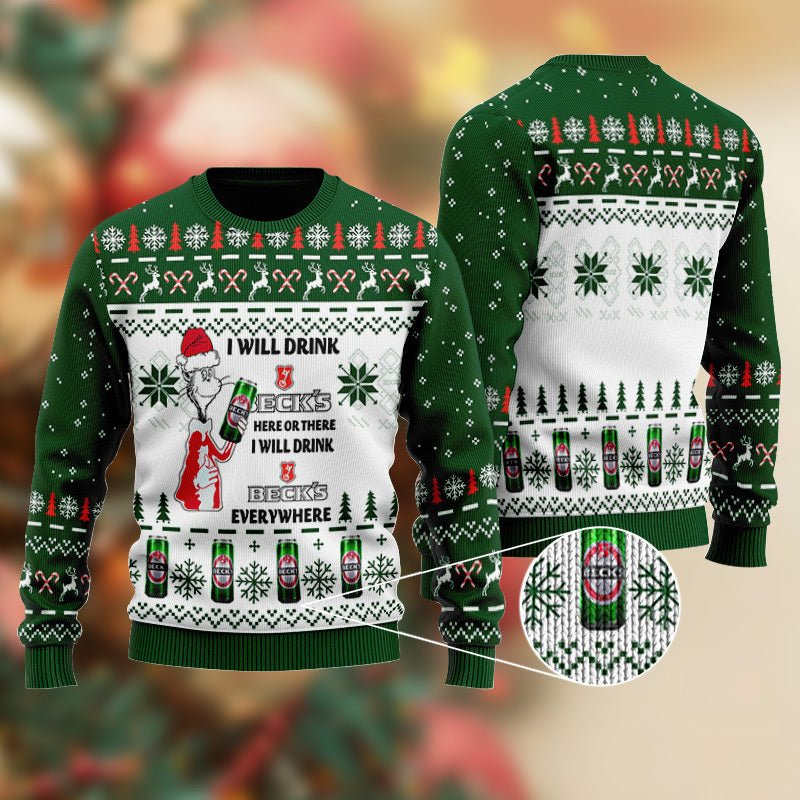 Beck Cat Hat Will Drink Everywhere Ugly Sweater - WeCustomit