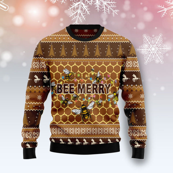 Bee Merry Ugly Christmas Sweater For Men & Women Christmas Gift Sweater US1812 - WeCustomit