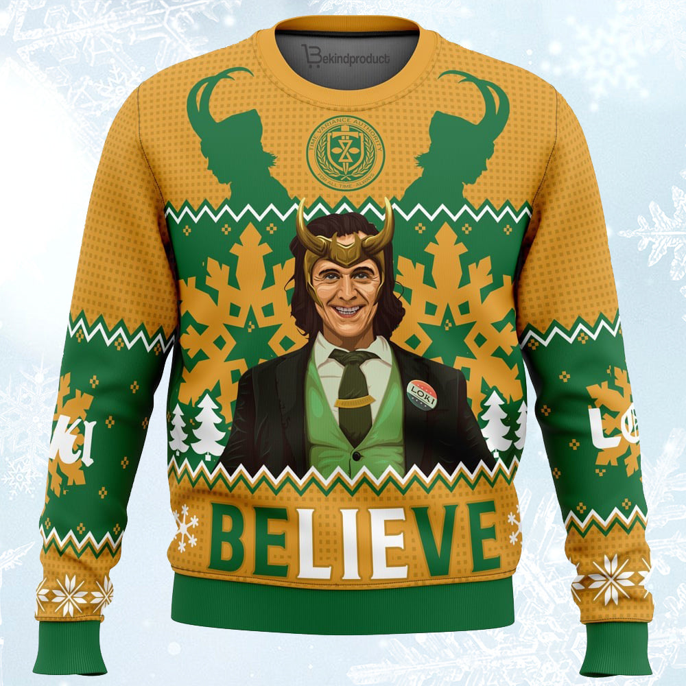 Believe Loki Ugly Christmas Sweater For Men & Women Christmas Gift Sweater PT202 - WeCustomit