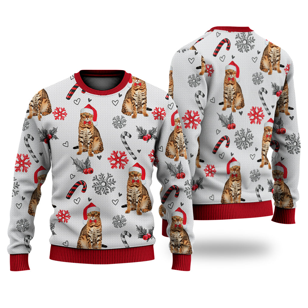 Bengal Cat Christmas Pattern Sweater Christmas Knitted Print Sweatshirt - Best Gift For Christmas, Noel - WeCustomit