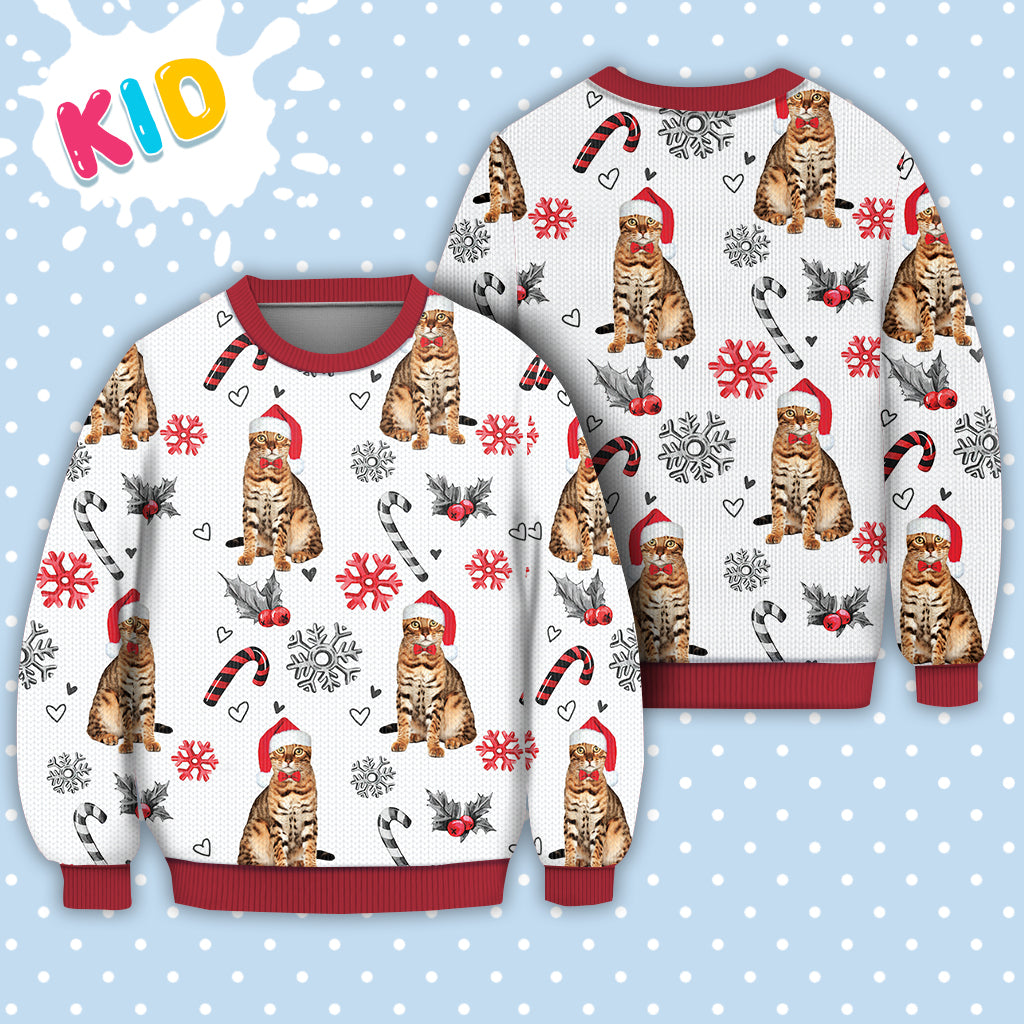 Bengal Cat Christmas Pattern Sweater Christmas Knitted Print Sweatshirt - Best Gift For Christmas, Noel - WeCustomit