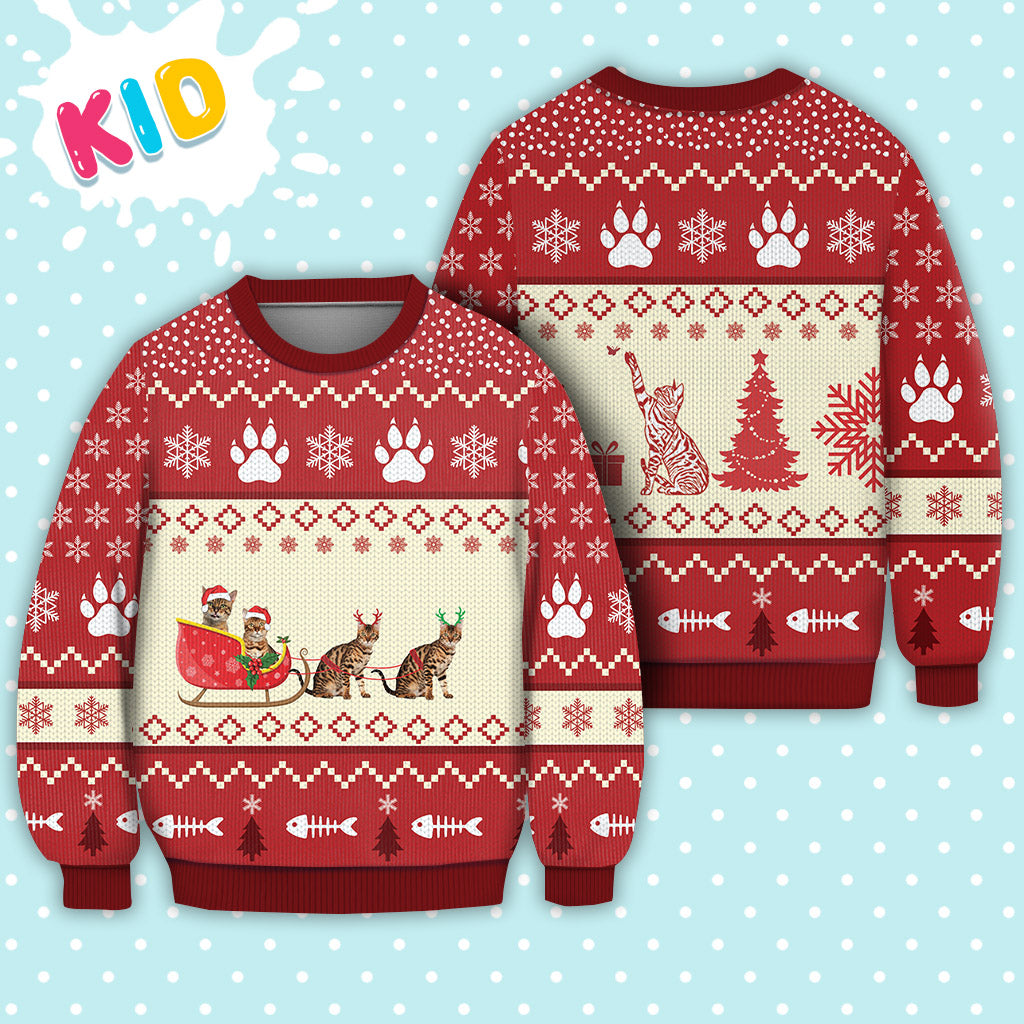 Bengal Cat Reindeer Christmas Sweater Christmas Knitted Print Sweatshirt - Best Gift For Christmas, Noel - WeCustomit