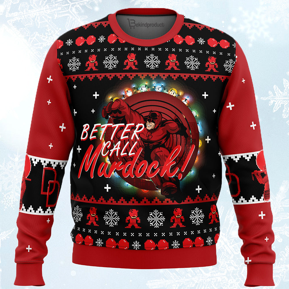 Better Call Murdock! Daredevil Ugly Christmas Sweater For Men & Women Christmas Gift Sweater PT513 - WeCustomit