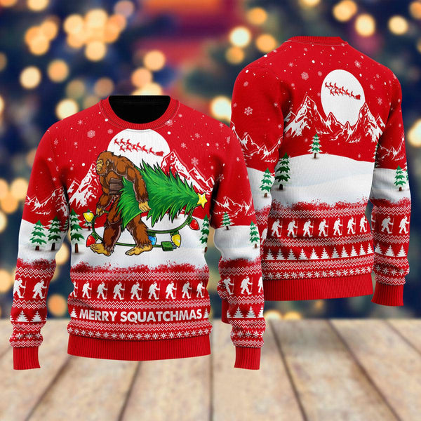 Bigfoot Mery Squatchmas Ugly Christmas Sweater For Men & Women Christmas Gift Sweater US1656 - WeCustomit