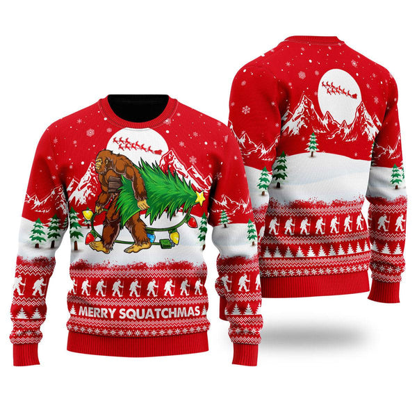 Bigfoot Mery Squatchmas Ugly Christmas Sweater For Men & Women Christmas Gift Sweater US1656 - WeCustomit