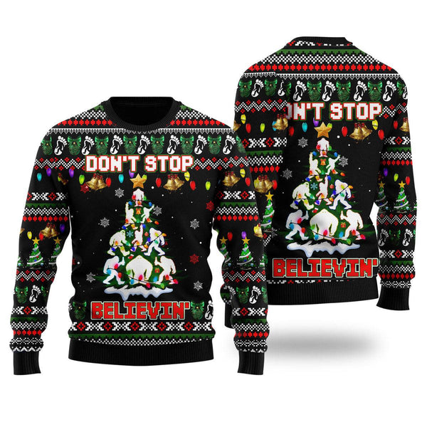 Bigfoot Xmas Dont Stop Believe In Ugly Christmas Sweater For Men & Women Christmas Gift Sweater US2220 - WeCustomit