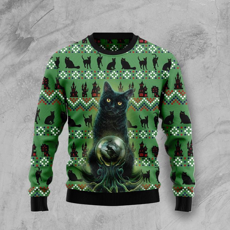Black Cat Ugly Christmas Sweater For Men & Women Christmas Gift Sweater US1030 - WeCustomit
