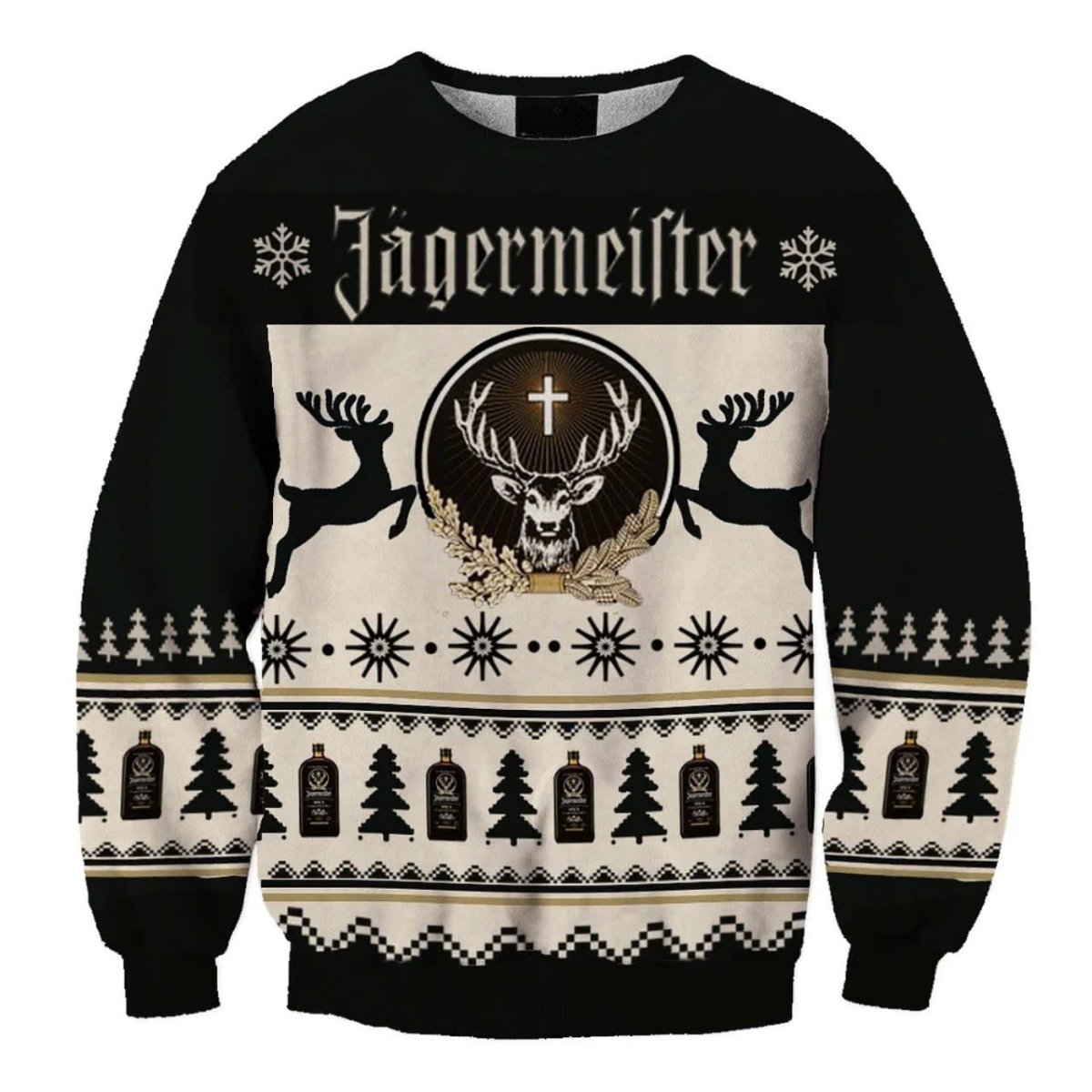 Black Jagermeister Christmas Ugly Sweater - WeCustomit