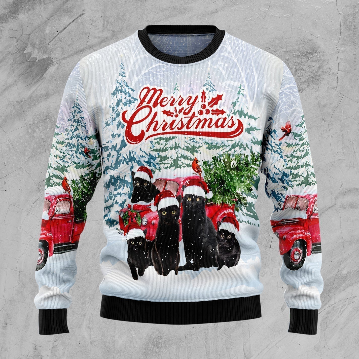 Black Cat Merry Christmas Ugly Christmas Sweater For Men & Women Christmas Gift Sweater US3604 - WeCustomit