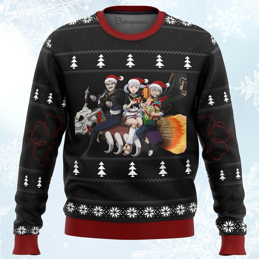 Black Clover Holiday Ugly Christmas Sweater For Men & Women Christmas Gift Sweater PT004 - WeCustomit
