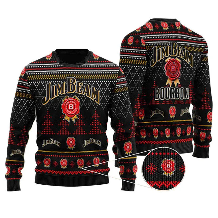 Black Jim Beam Christmas Ugly Sweater - WeCustomit