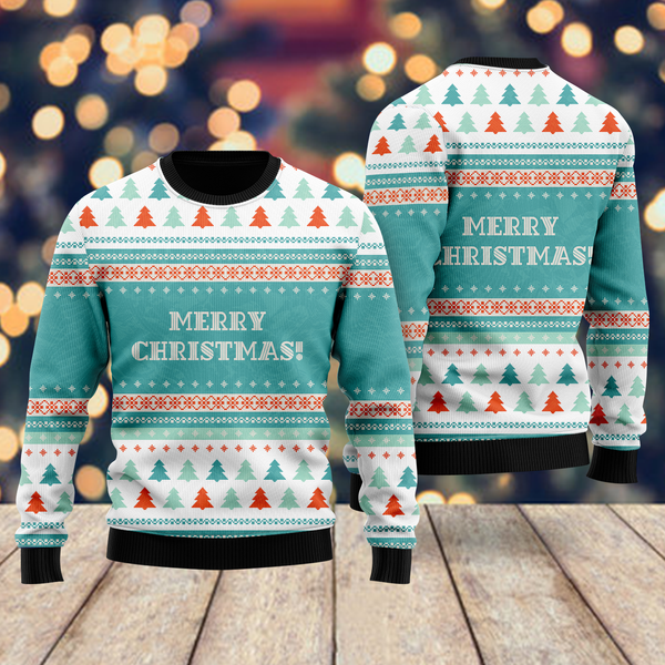Blue Merry Christmas Scandinavian Style Pattern Ugly Christmas Sweater For Men & Women Christmas Gift Sweater US1418 - WeCustomit