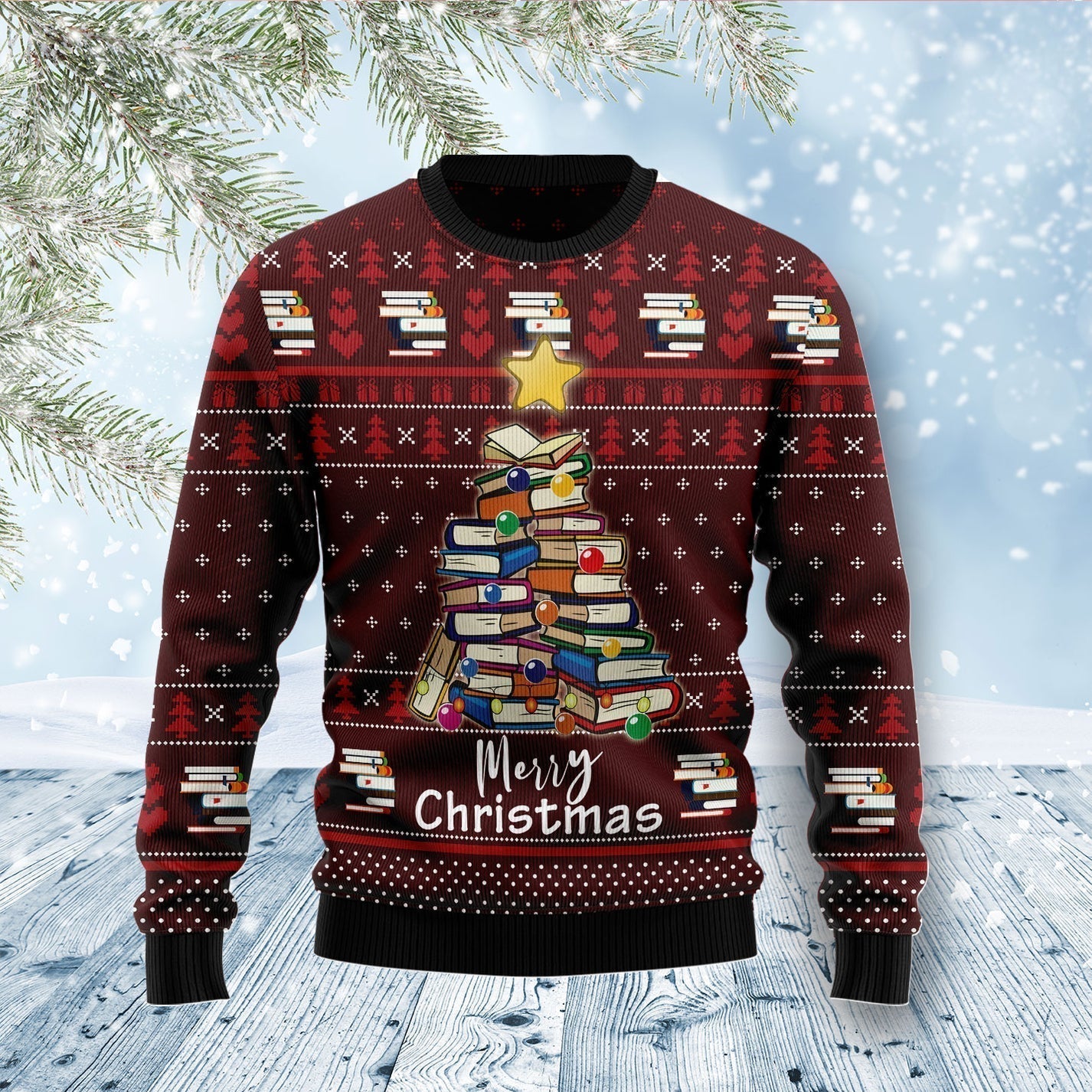 Book Pine Ugly Christmas Sweater For Men & Women Christmas Gift Sweater US1522 - WeCustomit
