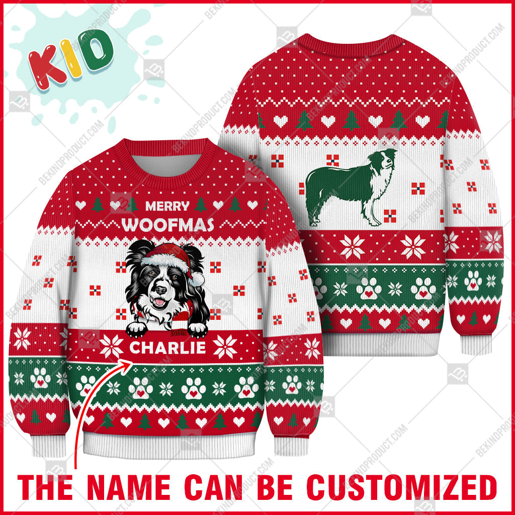 Border Collie Dog Christmas Paw Heart Print Ugly Christmas Sweater Print Sweatshirt - Personalized Custom - Best Gift For Noel - WeCustomit