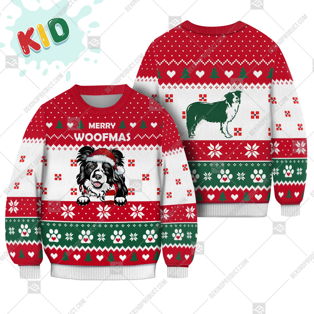 Border Collie Dog Christmas Paw Heart Print Ugly Christmas Sweater Print Sweatshirt - Best Gift For Christmas, Noel - WeCustomit