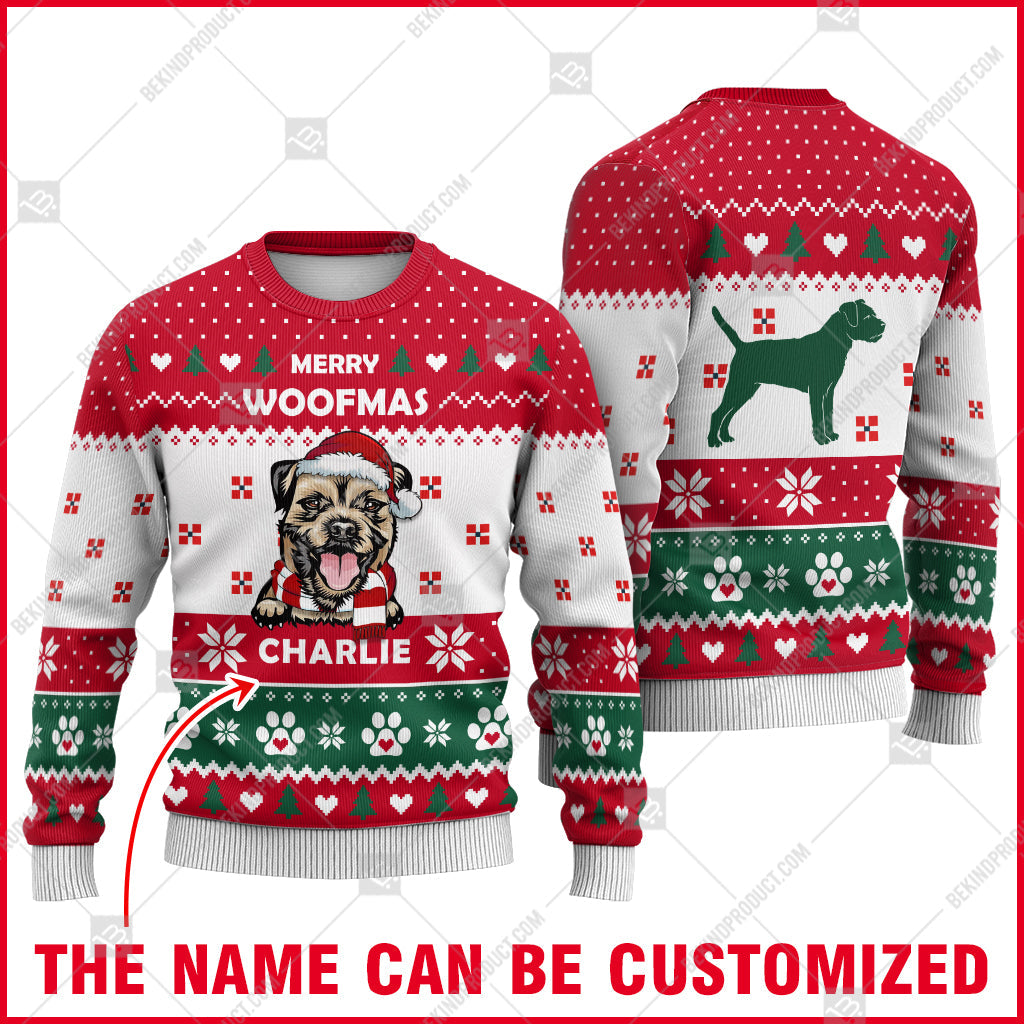 Border Terrier Dog Christmas Paw Heart Print Ugly Christmas Sweater Print Sweatshirt - Personalized Custom - Best Gift For Noel - WeCustomit