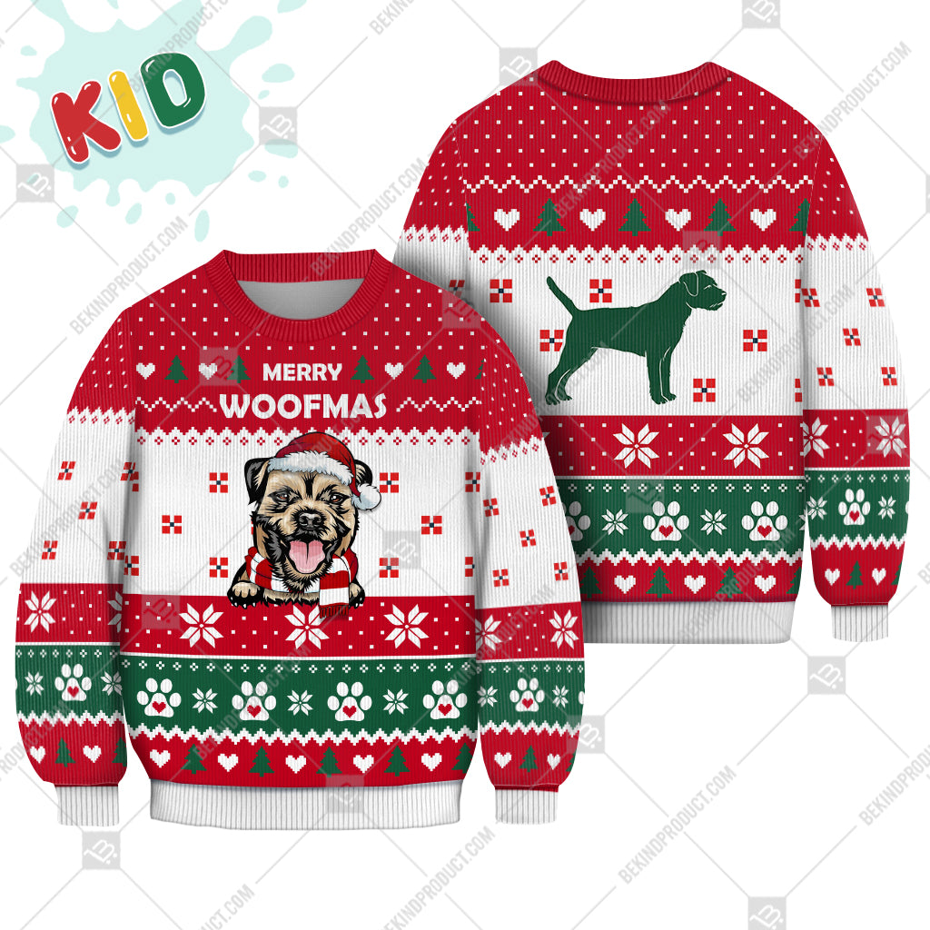 Border Terrier Dog Christmas Paw Heart Print Ugly Christmas Sweater Print Sweatshirt - Best Gift For Christmas, Noel - WeCustomit