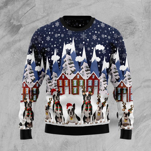 Boston Terrier Family Ugly Christmas Sweater For Men & Women Christmas Gift Sweater US1815 - WeCustomit