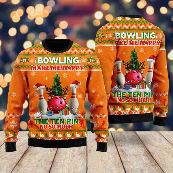 Bowling Make Me Happy Ugly Christmas Sweater For Men & Women Christmas Gift Sweater US2338 - WeCustomit