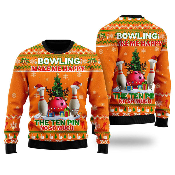 Bowling Make Me Happy Ugly Christmas Sweater For Men & Women Christmas Gift Sweater US2338 - WeCustomit