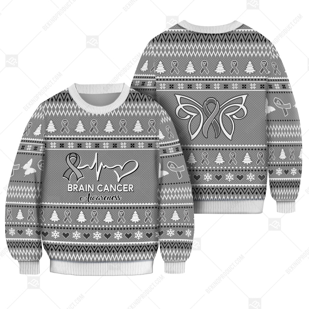 Brain Cancer Awareness Sweater Ugly Xmas Symbol Sweater Christmas Knitted Print Sweatshirt - Best Gift For Christmas, Noel - WeCustomit