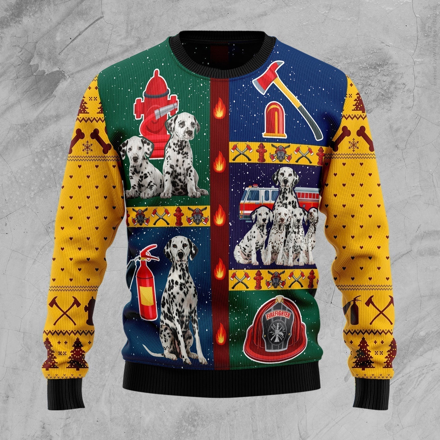 Brave Dalmatian Firefighter Ugly Christmas Sweater For Men & Women Christmas Gift Sweater US3387 - WeCustomit