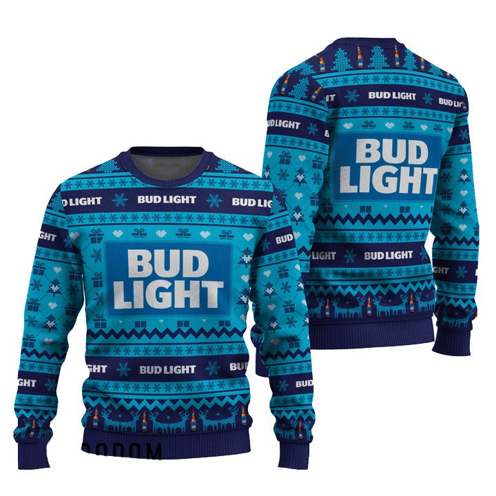 Bud Light Snowing Christmas Ugly Sweater - WeCustomit