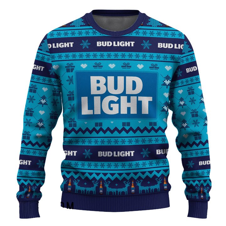 Bud Light Snowing Christmas Ugly Sweater - WeCustomit
