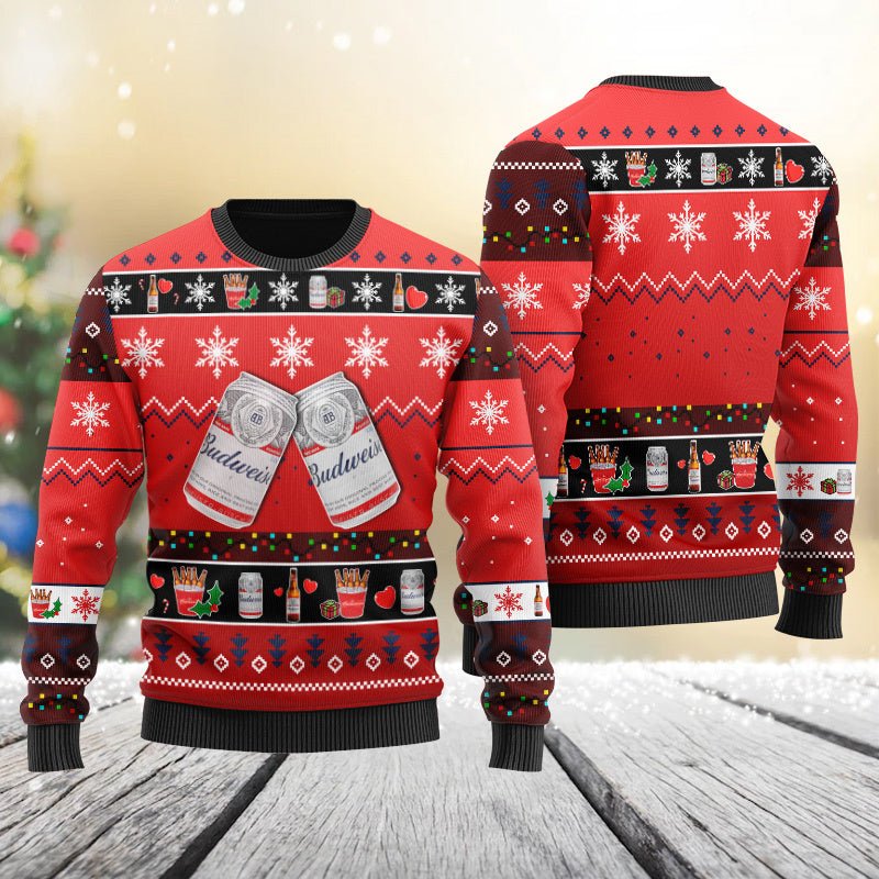 Budweiser Snowflakes Ugly Sweater - WeCustomit