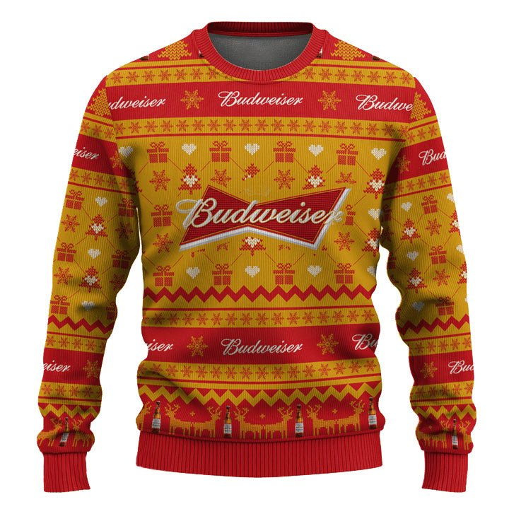 Budweiser Snowing Christmas Ugly Sweater - WeCustomit