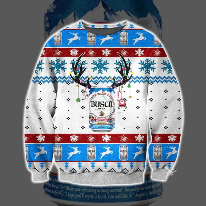 Busch Light Christmas Reindeer Ugly Sweater - WeCustomit