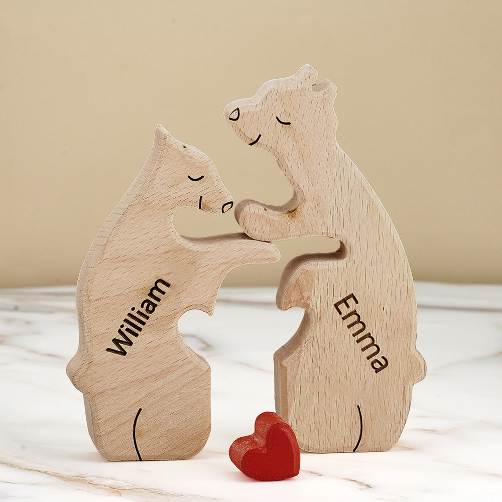 Customized Puzzle for Families with Wooden Bears, Personalized Names, Home Décor Gifts