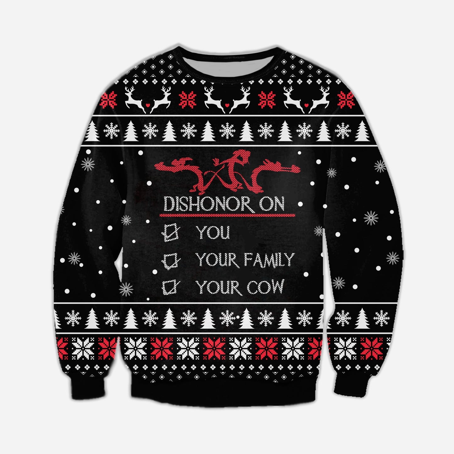 Dishonor On You Your Family Your Cow Ugly Christmas Sweater For Men & Women Christmas Gift Sweater CEE054 - WeCustomit