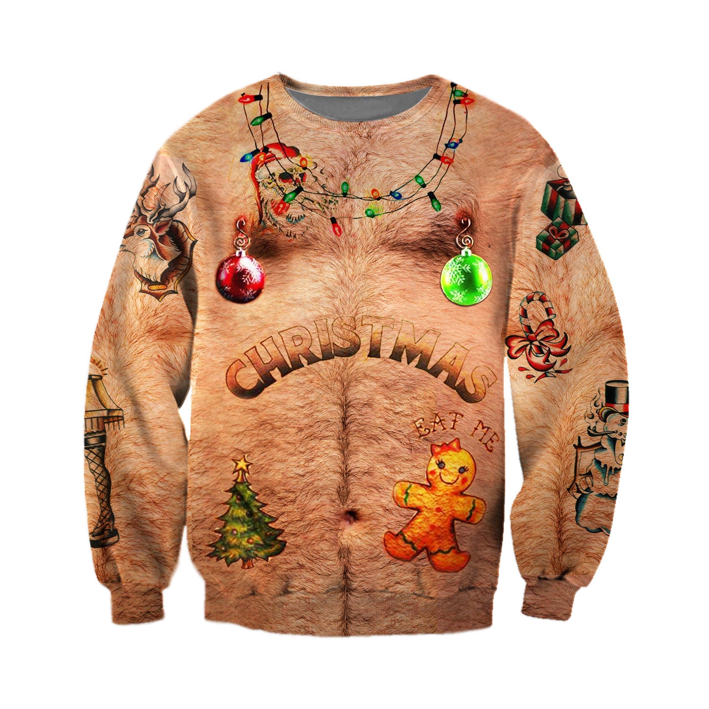 Christmas Tree Eat Me Gingerbread Light Shape Deer Ugly Christmas Sweater For Men & Women Christmas Gift Sweater CEE073 - WeCustomit