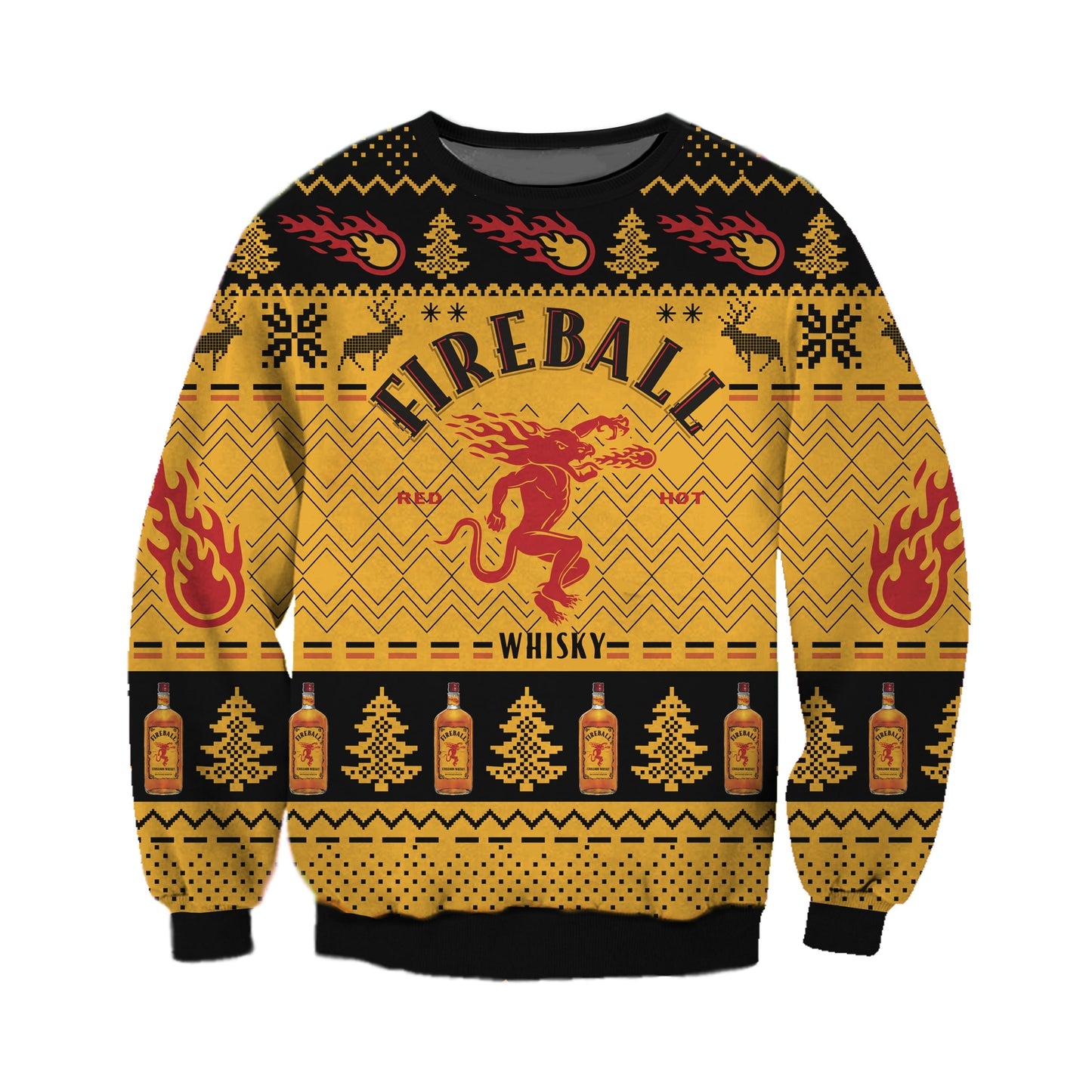 Christmas Fireball Whisky Ugly Christmas Sweater For Men & Women Christmas Gift Sweater CEE112 - WeCustomit
