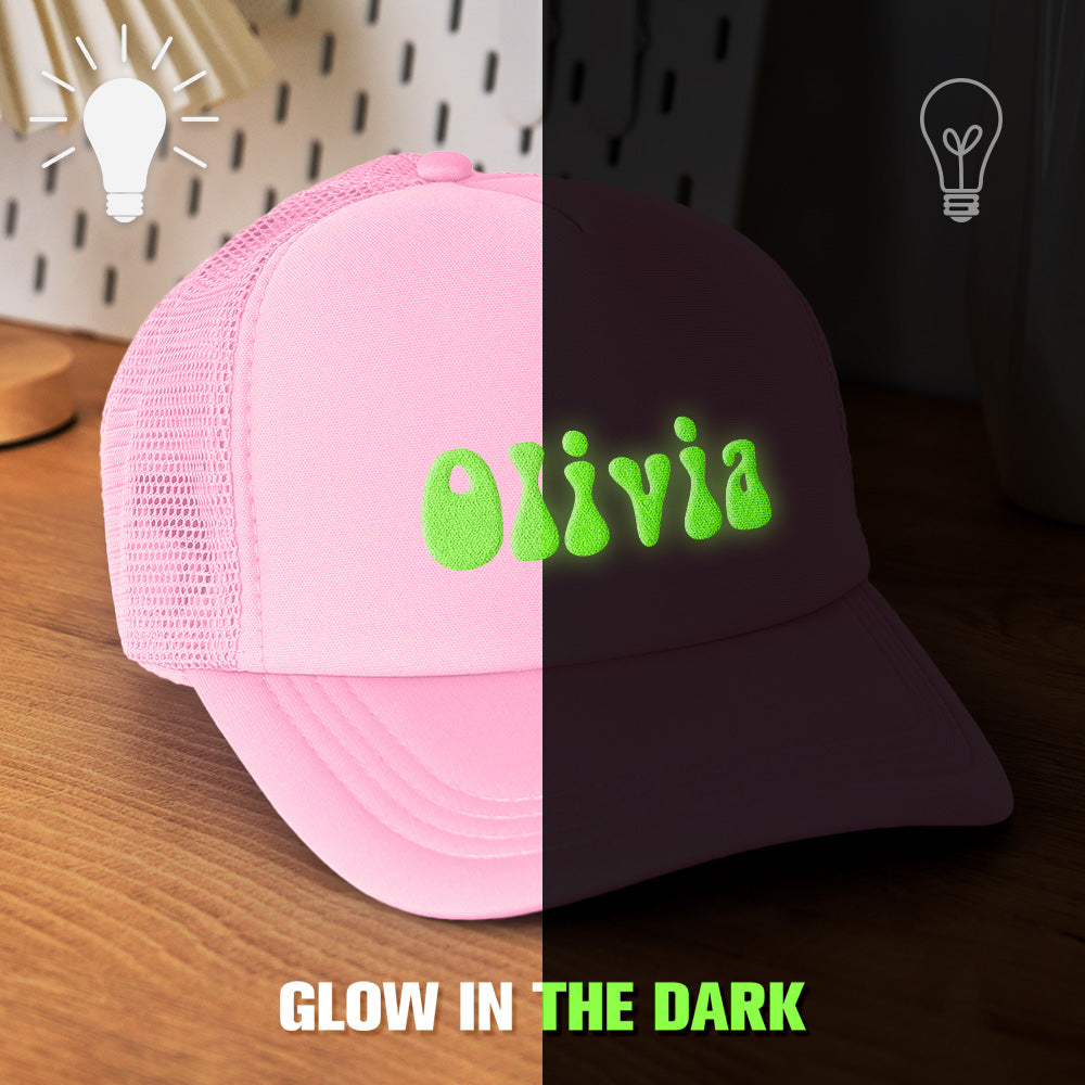 Custom Puff Print Trucker Hat Personalized Glow-in-the-dark Foam Trucker Caps for Adult Back to School Gift