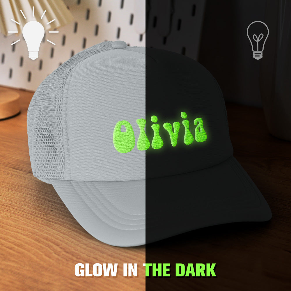 Custom Puff Print Trucker Hat Personalized Glow-in-the-dark Foam Trucker Caps for Adult Back to School Gift
