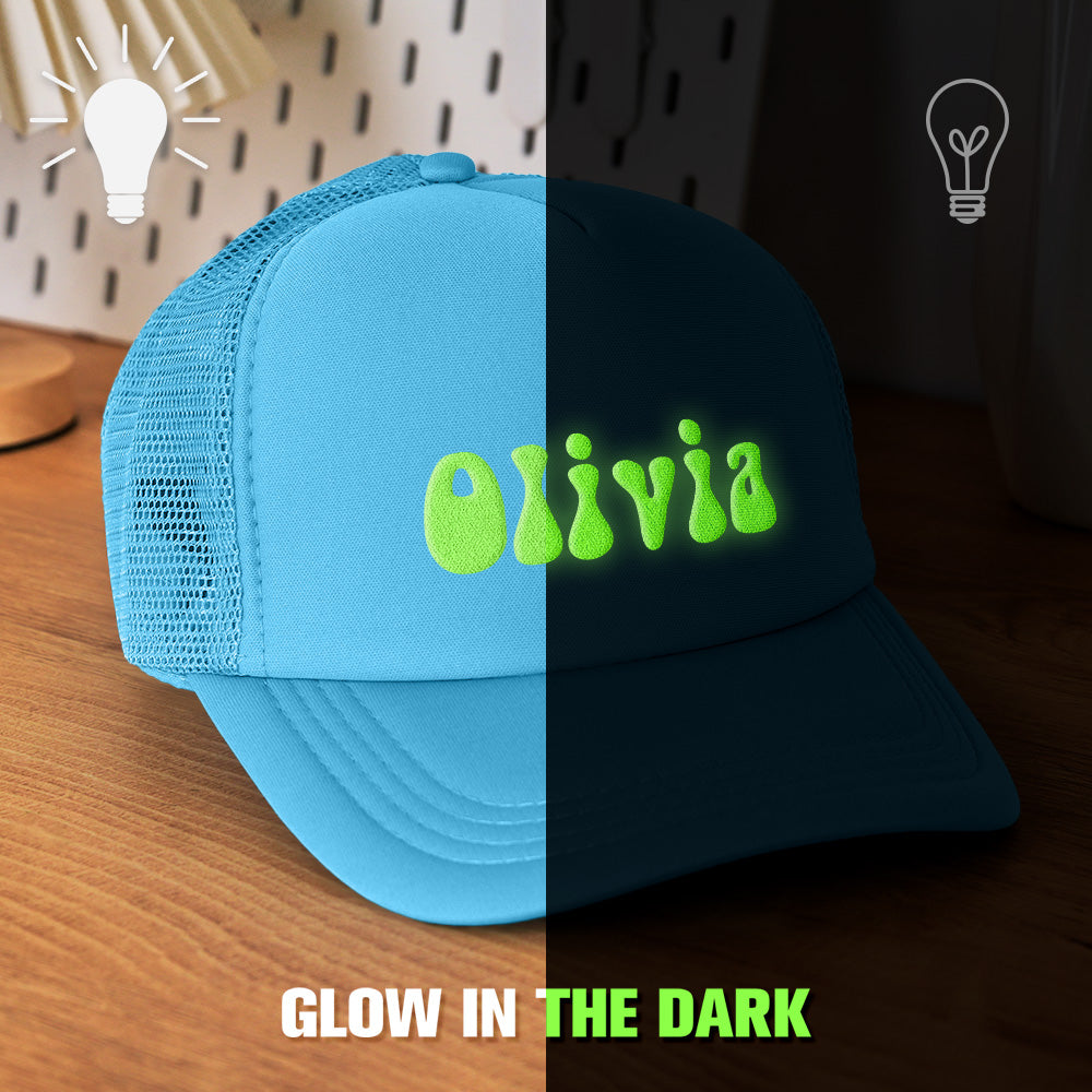 Custom Puff Print Trucker Hat Personalized Glow-in-the-dark Foam Trucker Caps for Adult Back to School Gift