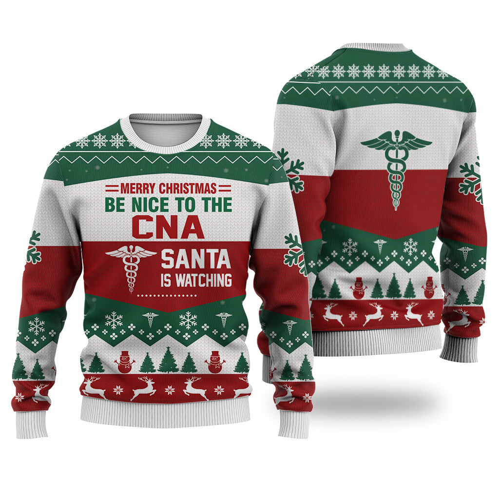 CNA All Merry Christmas Be Nice Sweater Christmas Knitted Print Sweatshirt - Best Gift For Christmas, Noel - Christmas Signature - WeCustomit