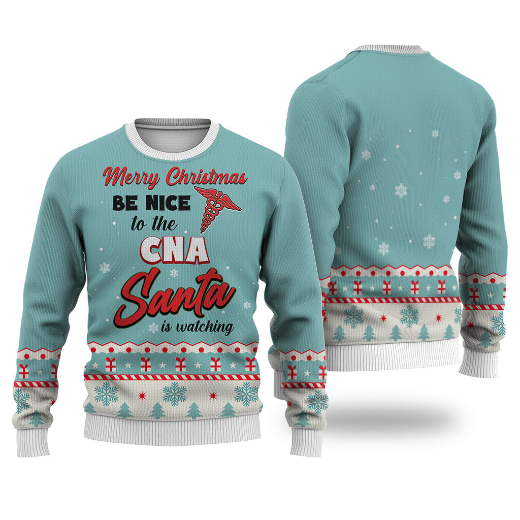 CNA Merry Christmas Be Nice Sweater Christmas Knitted Sweater Print Fashion Sweatshirt For Everyone - WeCustomit