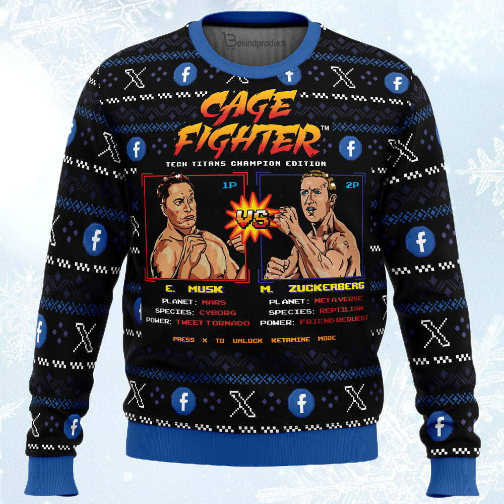 Cage Fighter Ugly Christmas Sweater For Men & Women Christmas Gift Sweater PT633 - WeCustomit