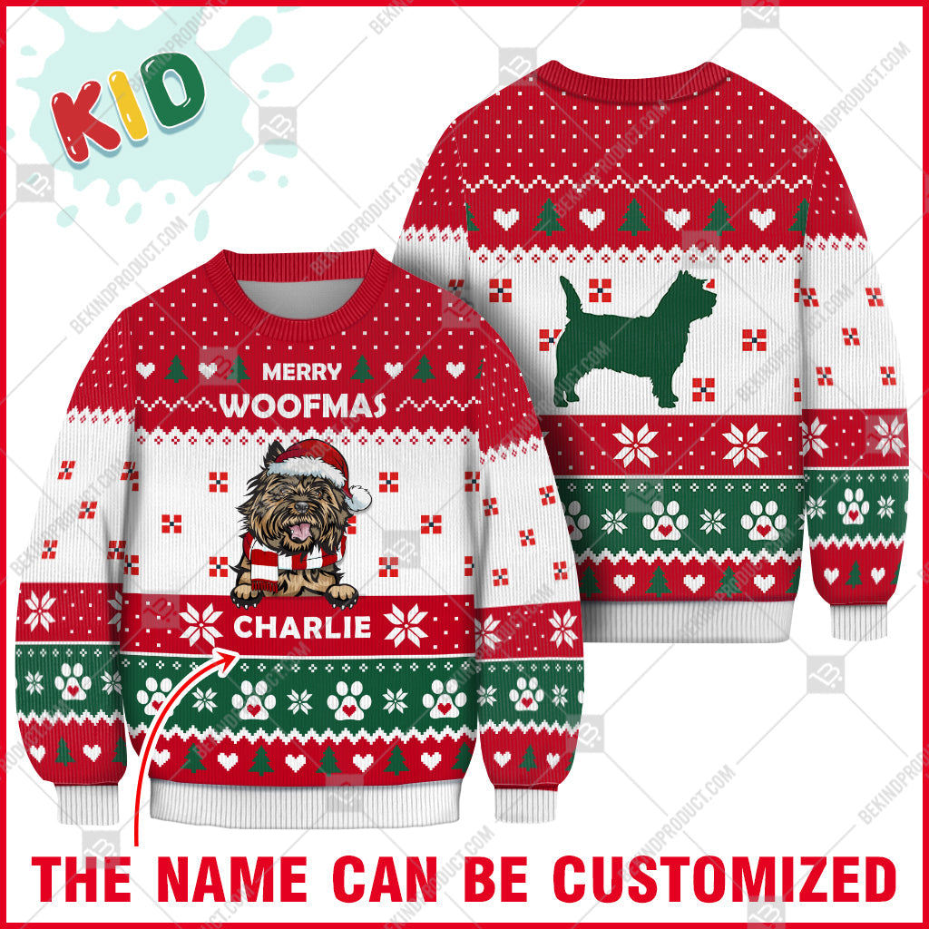 Cairn Terrier Dog Christmas Paw Heart Print Ugly Christmas Sweater Print Sweatshirt - Personalized Custom - Best Gift For Noel - WeCustomit