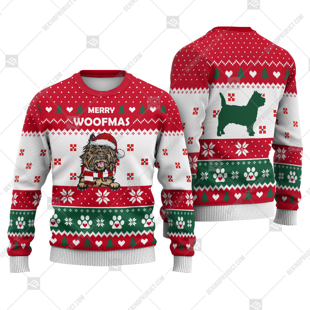 Cairn Terrier Dog Christmas Paw Heart Print Ugly Christmas Sweater Print Sweatshirt - Best Gift For Christmas, Noel - WeCustomit